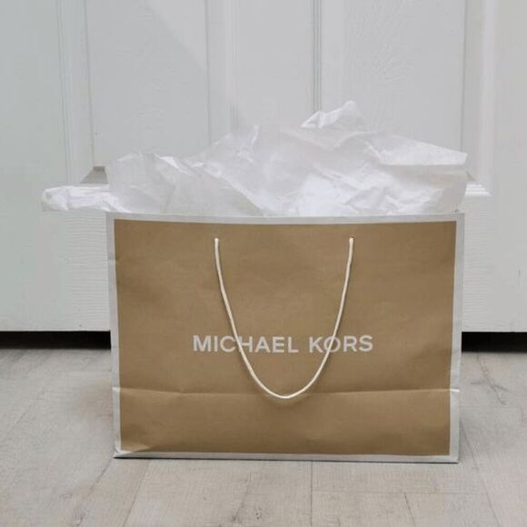 MICHAEL KORS Empty Paper Beige Shopping Gift Bag Rope Handles with Tissues - Picture 8 of 10